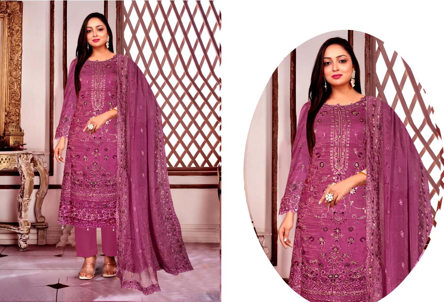 lavender embroidered salwar kameez