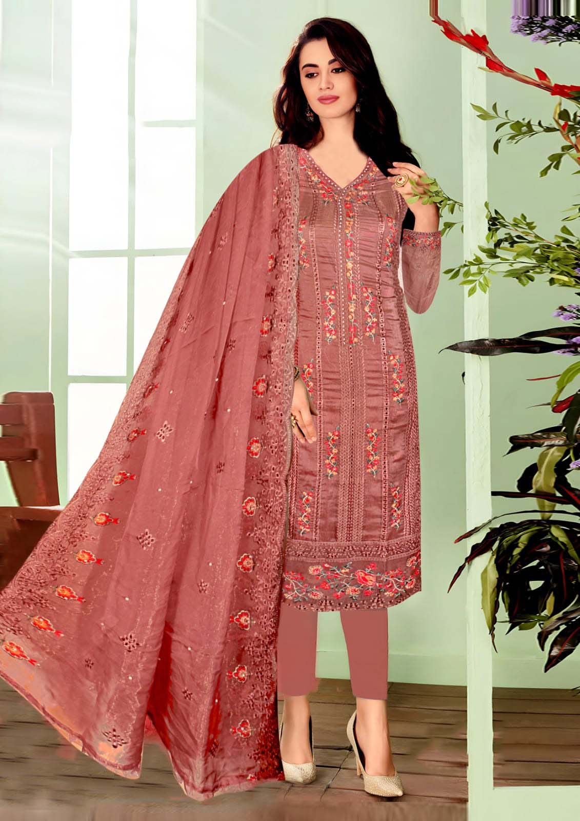 purple embroidered salwar kameez