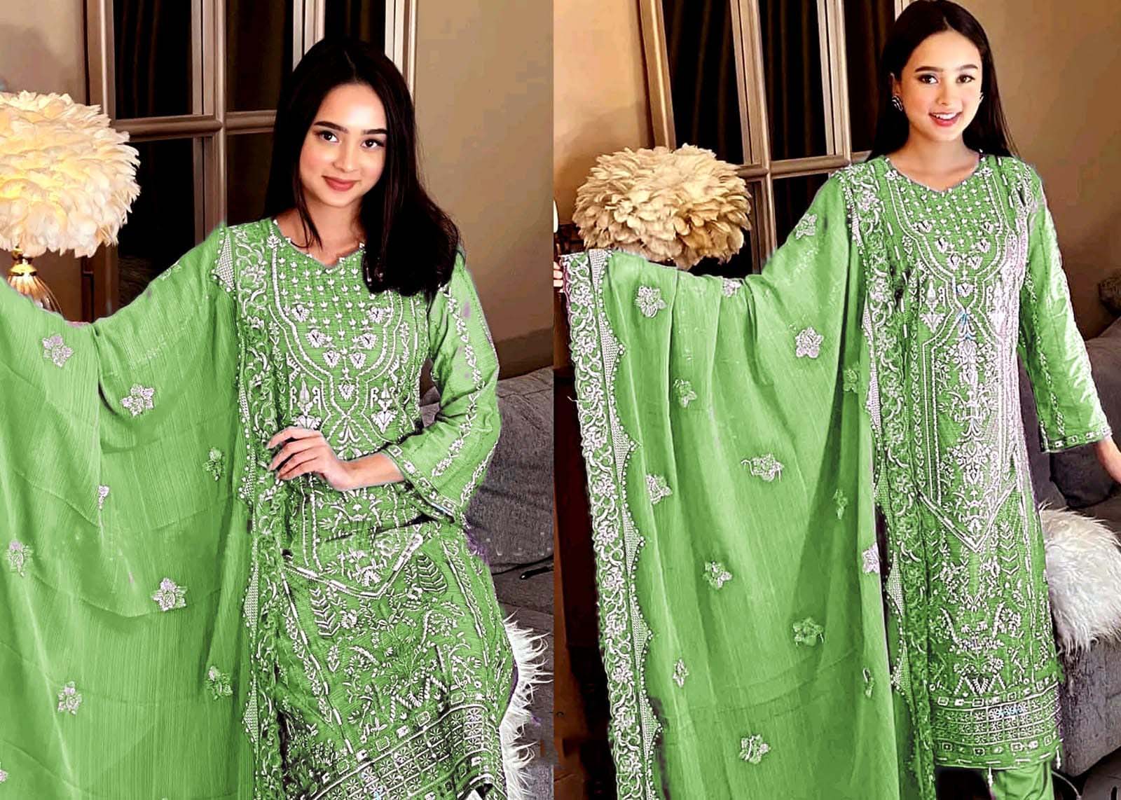 traditional mustard-yellow embroidered salwar kameez