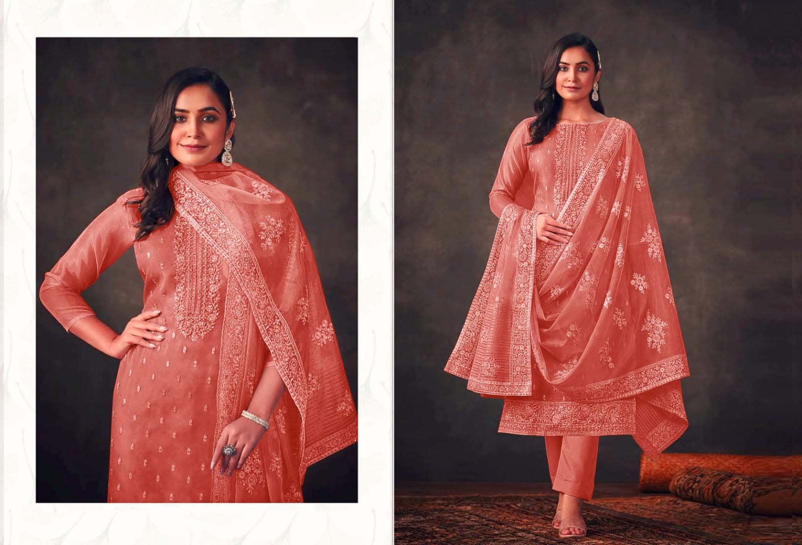 mustard embroidered salwar kameez