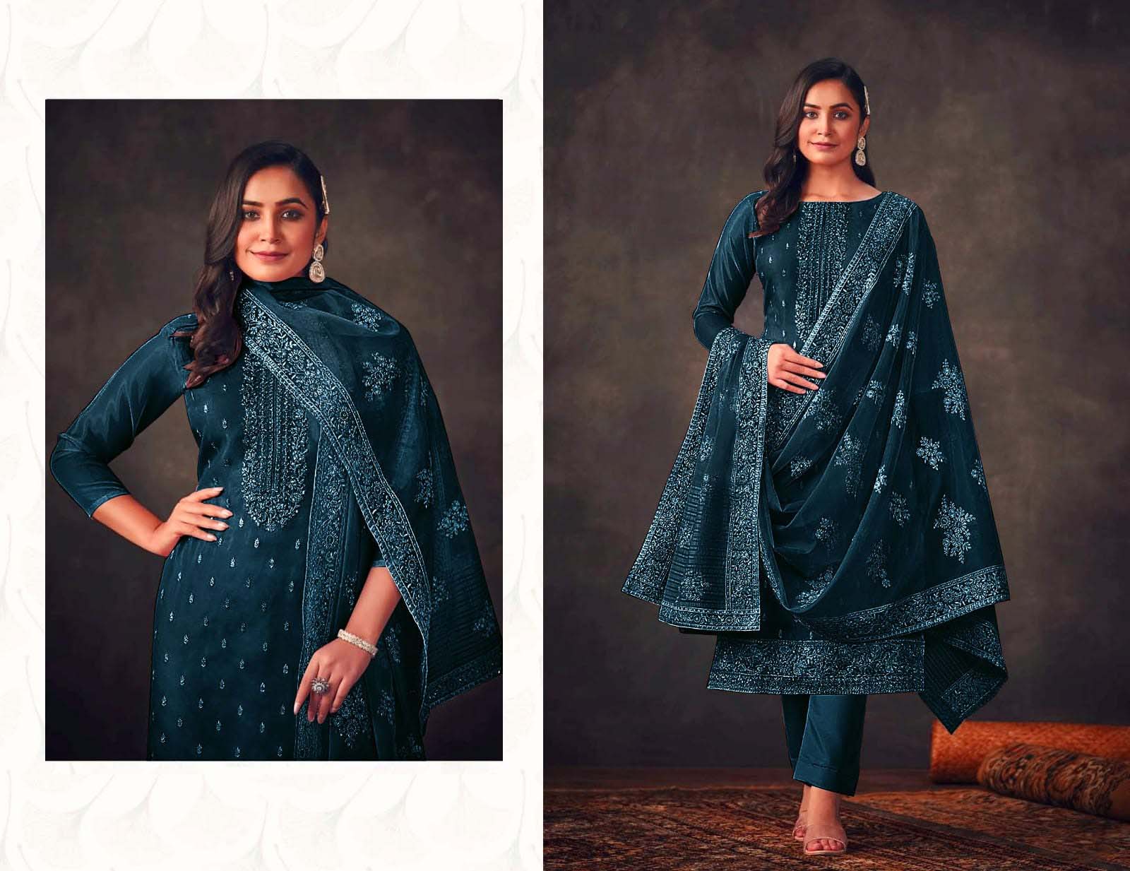 mustard embroidered salwar kameez